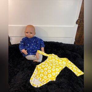 Carter’s Baby Girl Outfit 3M Blue Polka Dot Top + Floral Bodysuit + Gray Pants S